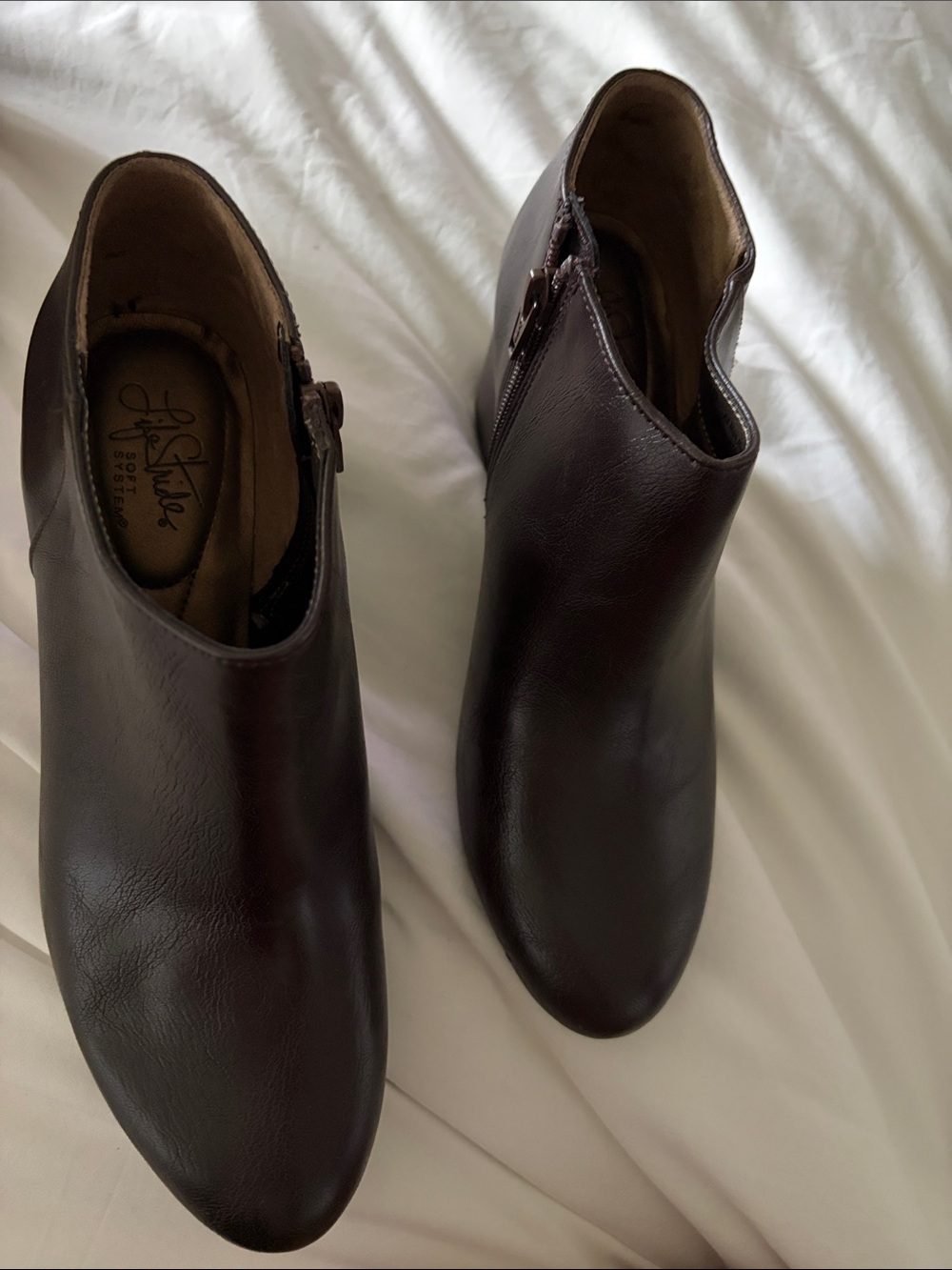 Life Stride Brown Zip Ankle Boots